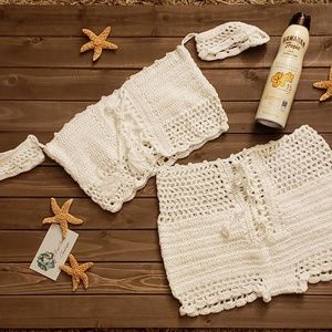 White Crochet swimsuit .. FINAL SALE DROP